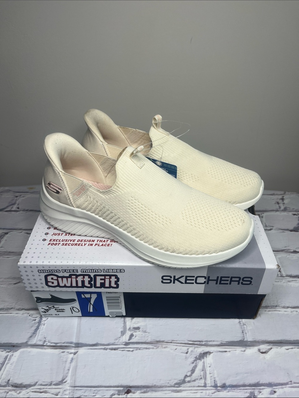 Skechers Lite-Weight Slip-On Sneakers - Cream